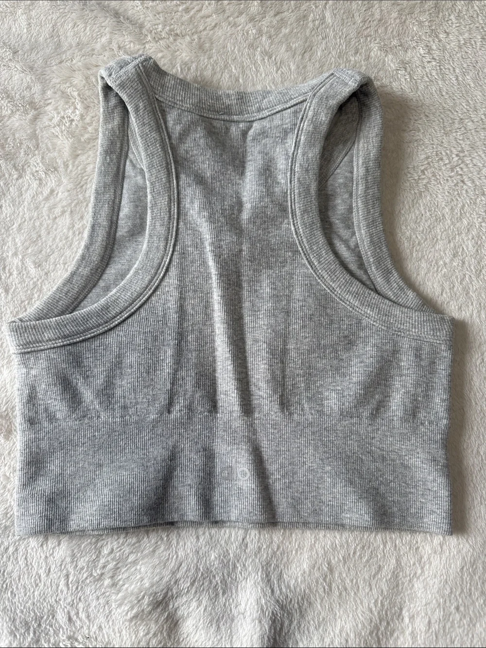 ALO Yoga Light Gray Ribbed Crop Tank - Picture 2 of 3